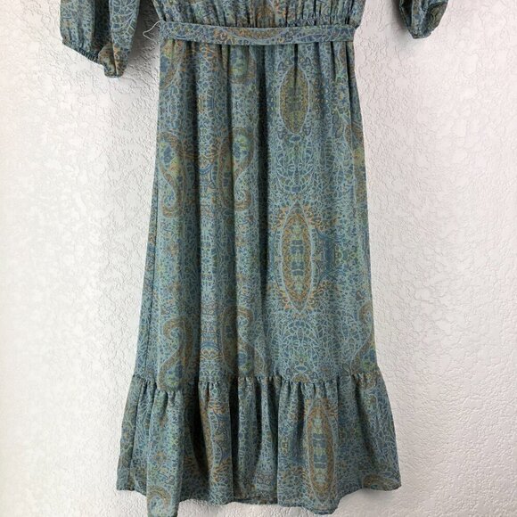 Jane And Delancey Blue And Tan Dress Size Small - Picture 3 of 6